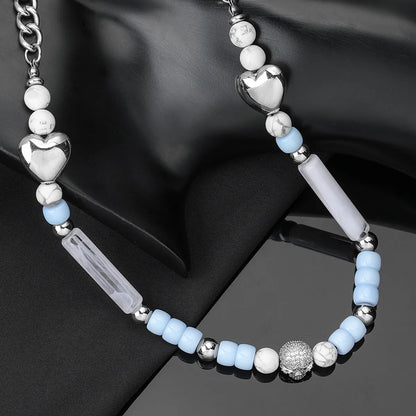 Stainless Steel Classic Style Round Beaded Necklace