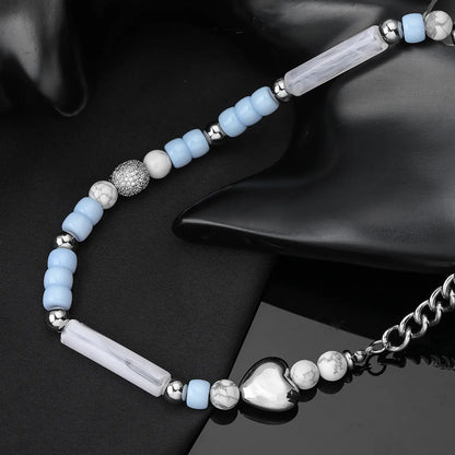 Stainless Steel Classic Style Round Beaded Necklace