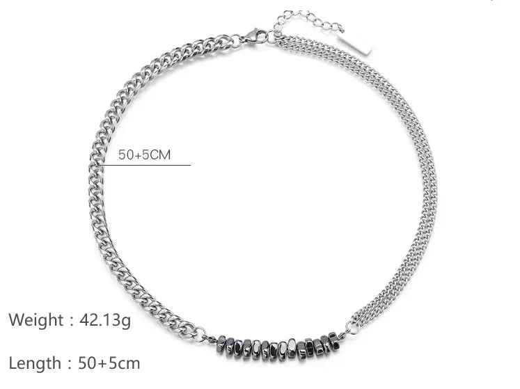 304 Stainless Steel Classic Style Beaded Round Necklace