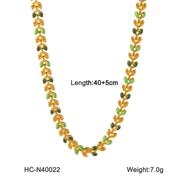 Stainless Steel Clavicle Chain Necklace And Bracelet With Daisy Olive Branch Butterfly Pattern And Oil Dripping Design For Women