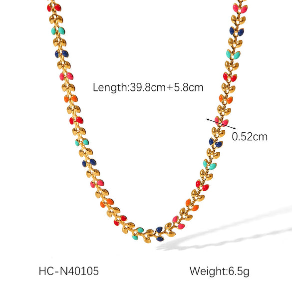 Stainless Steel Clavicle Chain Necklace And Bracelet With Daisy Olive Branch Butterfly Pattern And Oil Dripping Design For Women