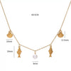Stainless Steel Clavicle Chain Necklace With Shell Pearl Fish Shape Electroplated 18K Gold