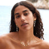 Stainless Steel Clavicle Chain Necklace With Shell Pearl Fish Shape Electroplated 18K Gold