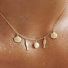 Stainless Steel Clavicle Chain Necklace With Shell Pearl Fish Shape Electroplated 18K Gold