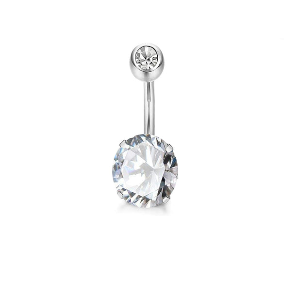Stainless Steel 4Claw Inlaid Zircon Round Belly Button Ring 4Claw Zirconium Short Nail Belly Button Nail Belly Button Human Body Puncture