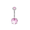 Stainless Steel 4Claw Inlaid Zircon Round Belly Button Ring 4Claw Zirconium Short Nail Belly Button Nail Belly Button Human Body Puncture