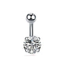 Stainless Steel 4Claw Inlaid Zircon Round Belly Button Ring 4Claw Zirconium Short Nail Belly Button Nail Belly Button Human Body Puncture