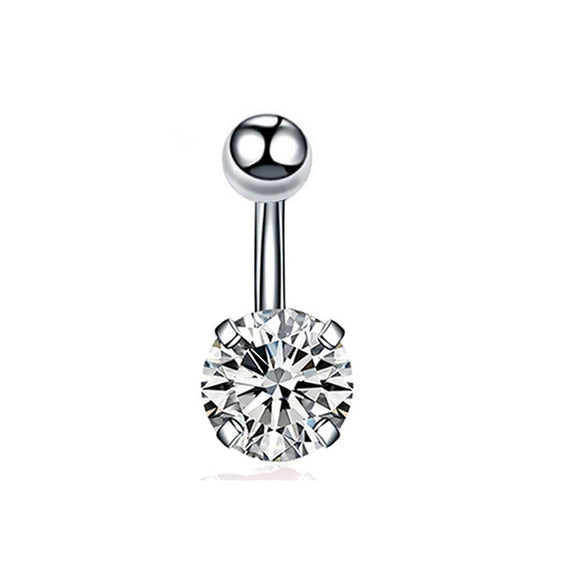 Stainless Steel 4Claw Inlaid Zircon Round Belly Button Ring 4Claw Zirconium Short Nail Belly Button Nail Belly Button Human Body Puncture