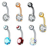 Stainless Steel 4Claw Inlaid Zircon Round Belly Button Ring 4Claw Zirconium Short Nail Belly Button Nail Belly Button Human Body Puncture