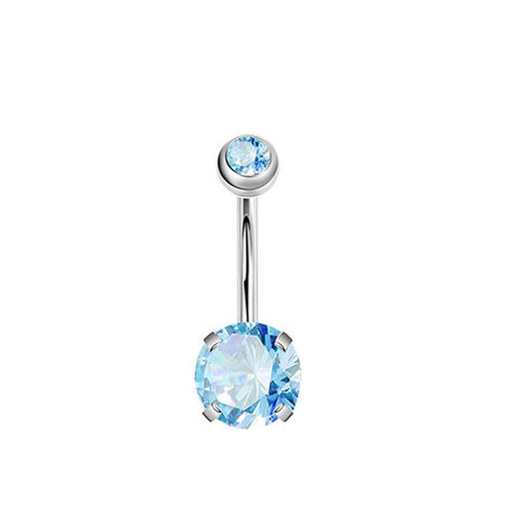 Stainless Steel 4Claw Inlaid Zircon Round Belly Button Ring 4Claw Zirconium Short Nail Belly Button Nail Belly Button Human Body Puncture