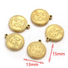 Stainless Steel Coin Round Pendant Necklace With Crown Pattern And Electroplating Treatment For Ladies
