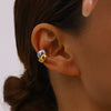 Stainless Steel Color Matching Ear Clip With Geometric Pattern For Women Electroplated No Ear Hole Ear Bone Clip