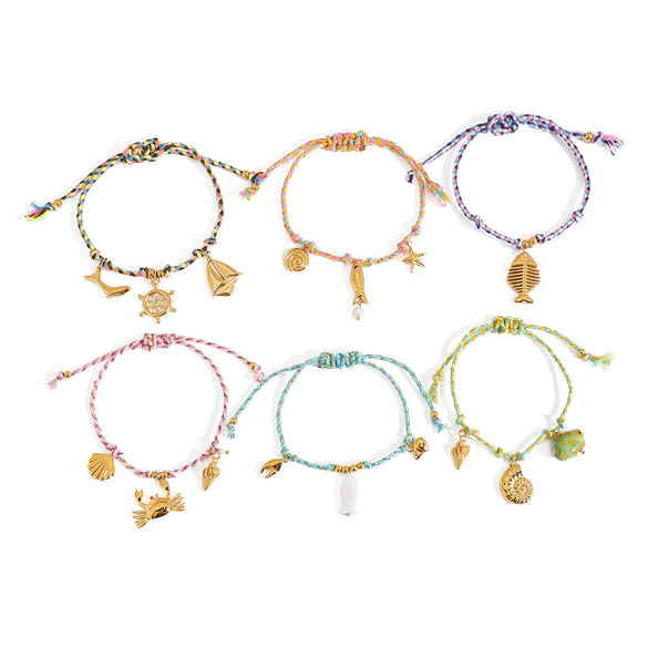 Stainless Steel Colored Conch Shell Bracelet With Electroplating And Cross Pattern For Women