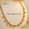 Stainless Steel Colorful Rhinestone Tassel Necklace For Women Electroplated Fashion Jewelry