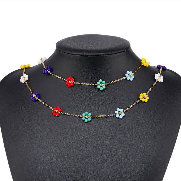 Stainless Steel Colorful Woven Flower Handmade Electroplated Chain For Diy Jewelry Necklace And Bracelet