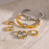 Stainless Steel Colormatching Earrings And Bracelet With Electroplating Treatment Simple Style For Women