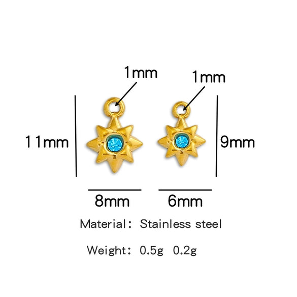 Stainless Steel Colorpreserving 18K Electroplated Star Pendant Accessories With Colorful Diamond And Zodiac Stone Design