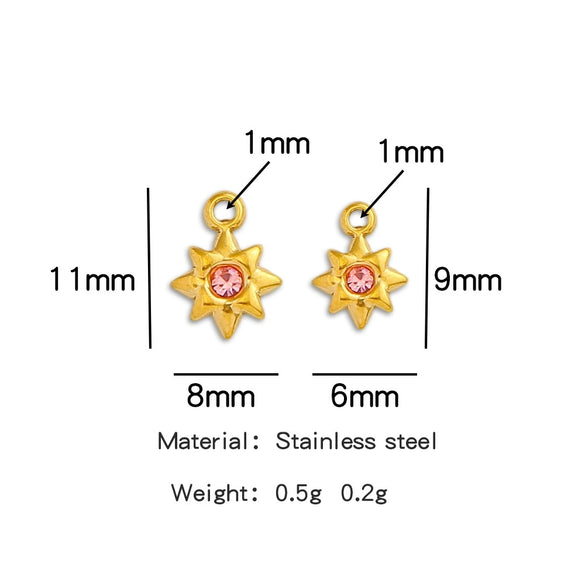 Stainless Steel Colorpreserving 18K Electroplated Star Pendant Accessories With Colorful Diamond And Zodiac Stone Design