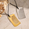 Stainless Steel Comb Pendant Leather Rope Necklace Electroplating Design Women's Jewelry