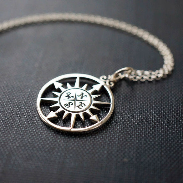 Stainless Steel Compass Cross Pendant With Polished Finish Navigation Inspired Jewelry Wholesale