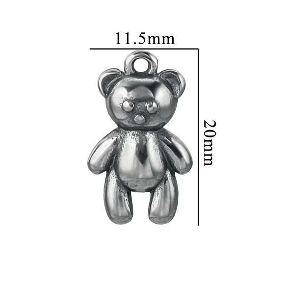 Stainless Steel Compass Pattern Handmade Electroplated Violence Bear Pendant Jewelry
