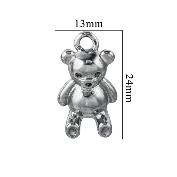 Stainless Steel Compass Pattern Handmade Electroplated Violence Bear Pendant Jewelry