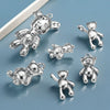 Stainless Steel Compass Pattern Handmade Electroplated Violence Bear Pendant Jewelry