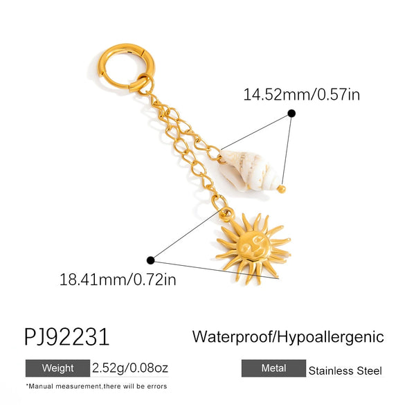 Stainless Steel Conch Sun Single Pendant Electroplated 18K Gold Color Minimalist Jewelry Bikini Buckle