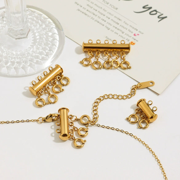 Stainless Steel Connector Layered Buckle Antiknot Folding Necklace Diy Accessories Electroplated