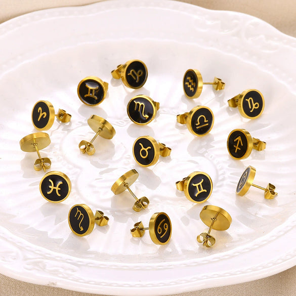 Stainless Steel Constellation Electroplated Minimalist Unisex Earrings