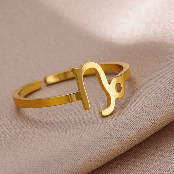 Stainless Steel Constellation Symbol Open Ring Electroplating