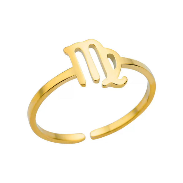 Stainless Steel Constellation Symbol Open Ring Electroplating