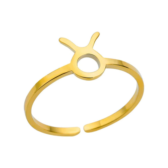 Stainless Steel Constellation Symbol Open Ring Tail Ring Minimalist Style Electroplated