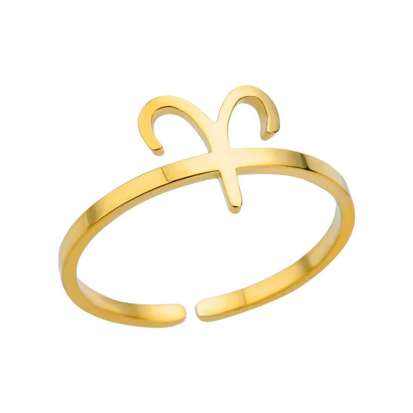 Stainless Steel Constellation Symbol Open Ring Tail Ring Minimalist Style Electroplated