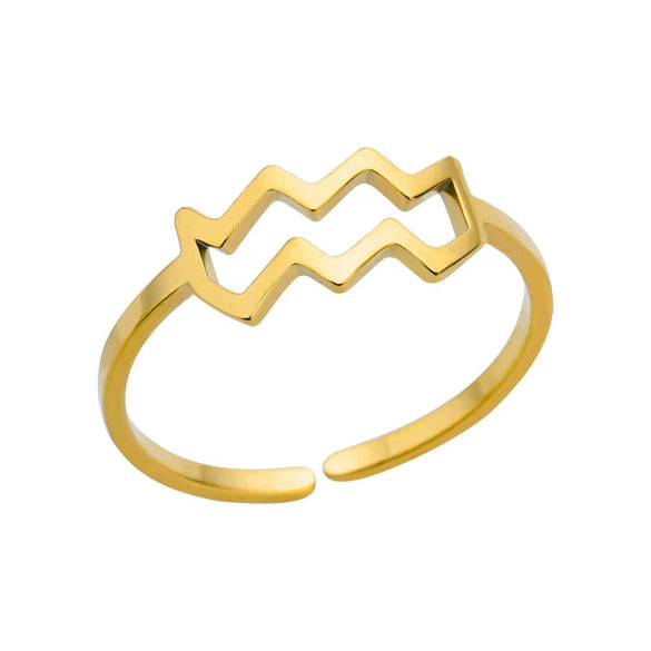 Stainless Steel Constellation Symbol Open Ring Tail Ring Minimalist Style Electroplated