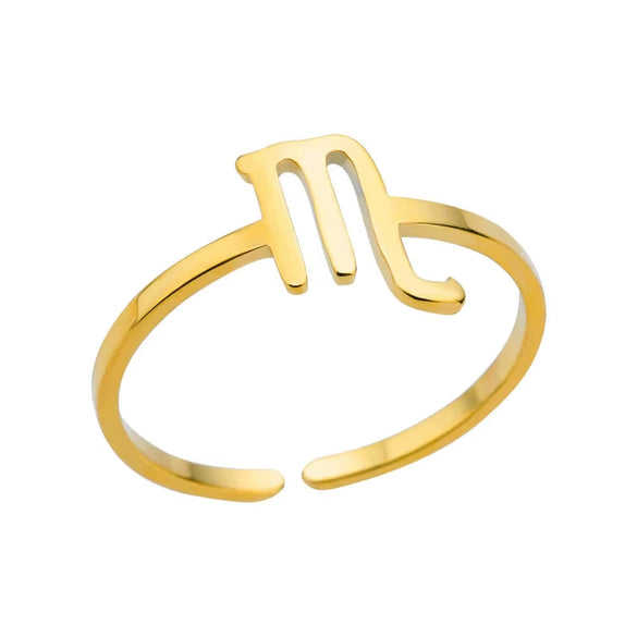 Stainless Steel Constellation Symbol Open Ring Tail Ring Minimalist Style Electroplated