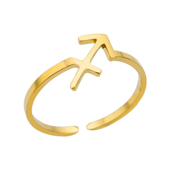 Stainless Steel Constellation Symbol Open Ring Tail Ring Minimalist Style Electroplated