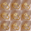 Stainless Steel Constellation Symbol Open Ring Tail Ring Minimalist Style Electroplated