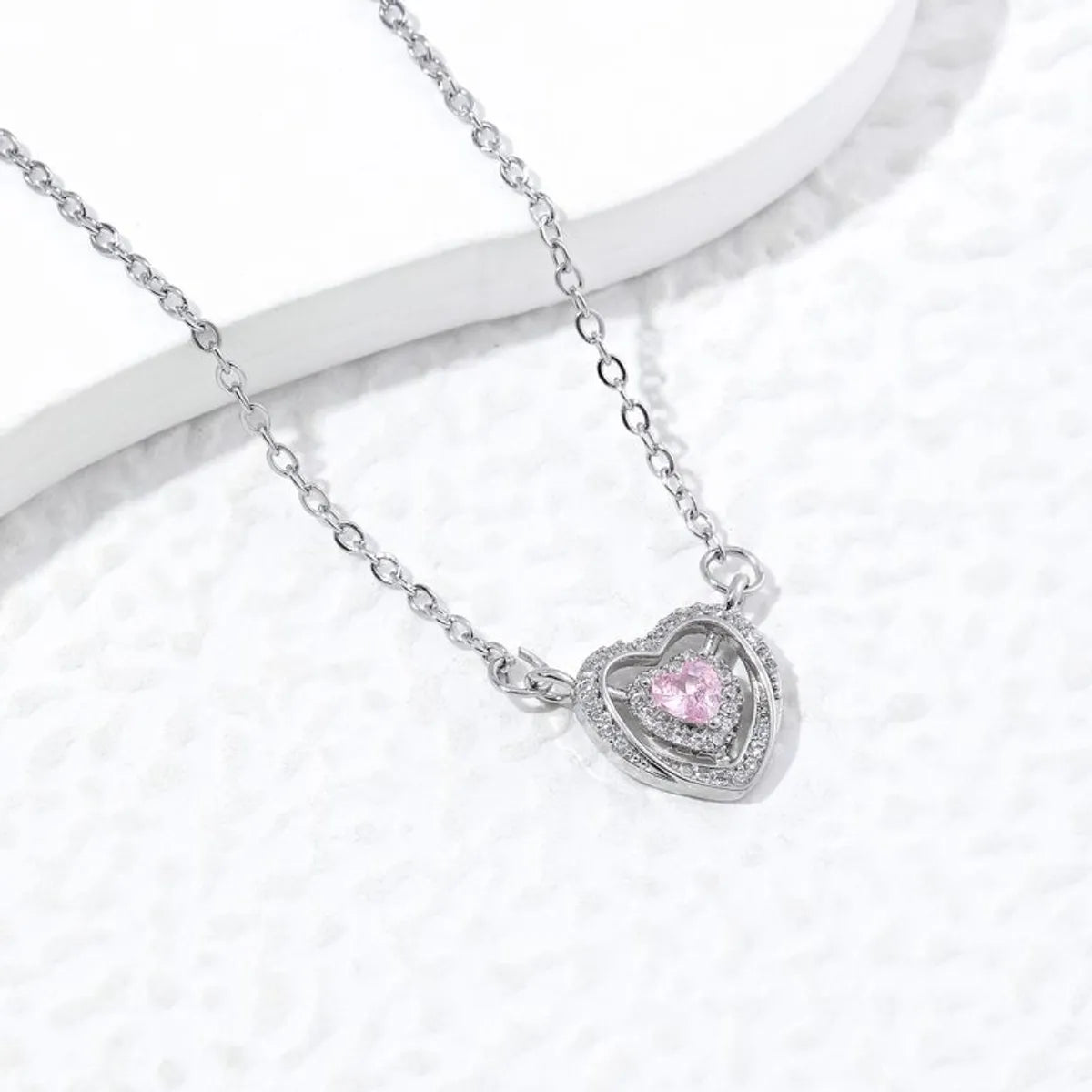 Stainless Steel Copper 18K Gold Plated Elegant Simple Style Heart Shape Polishing Inlay Zircon Necklace