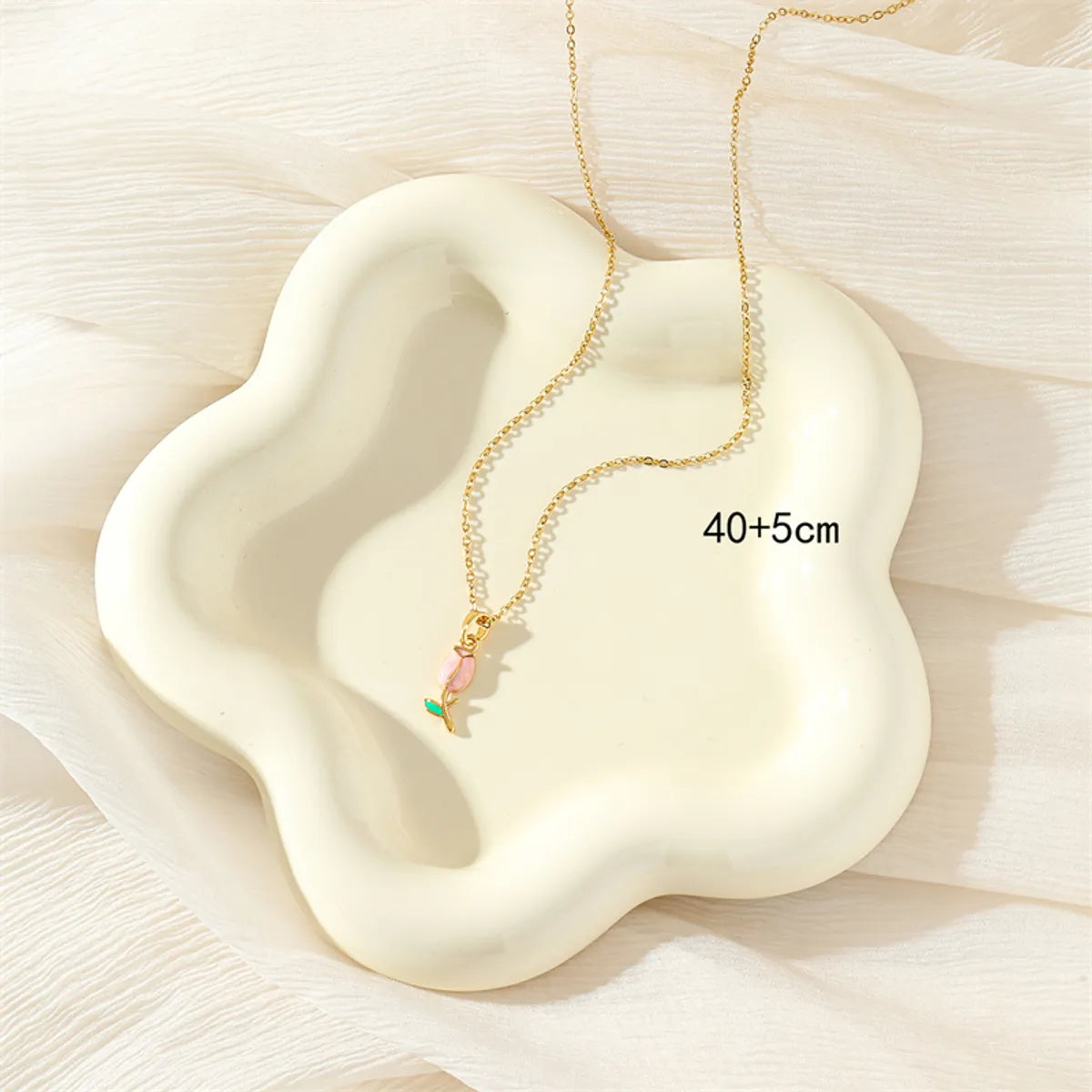 Stainless Steel Copper 18K Gold Plated Simple Style Plating Inlay Flower Zircon Pendant Necklace