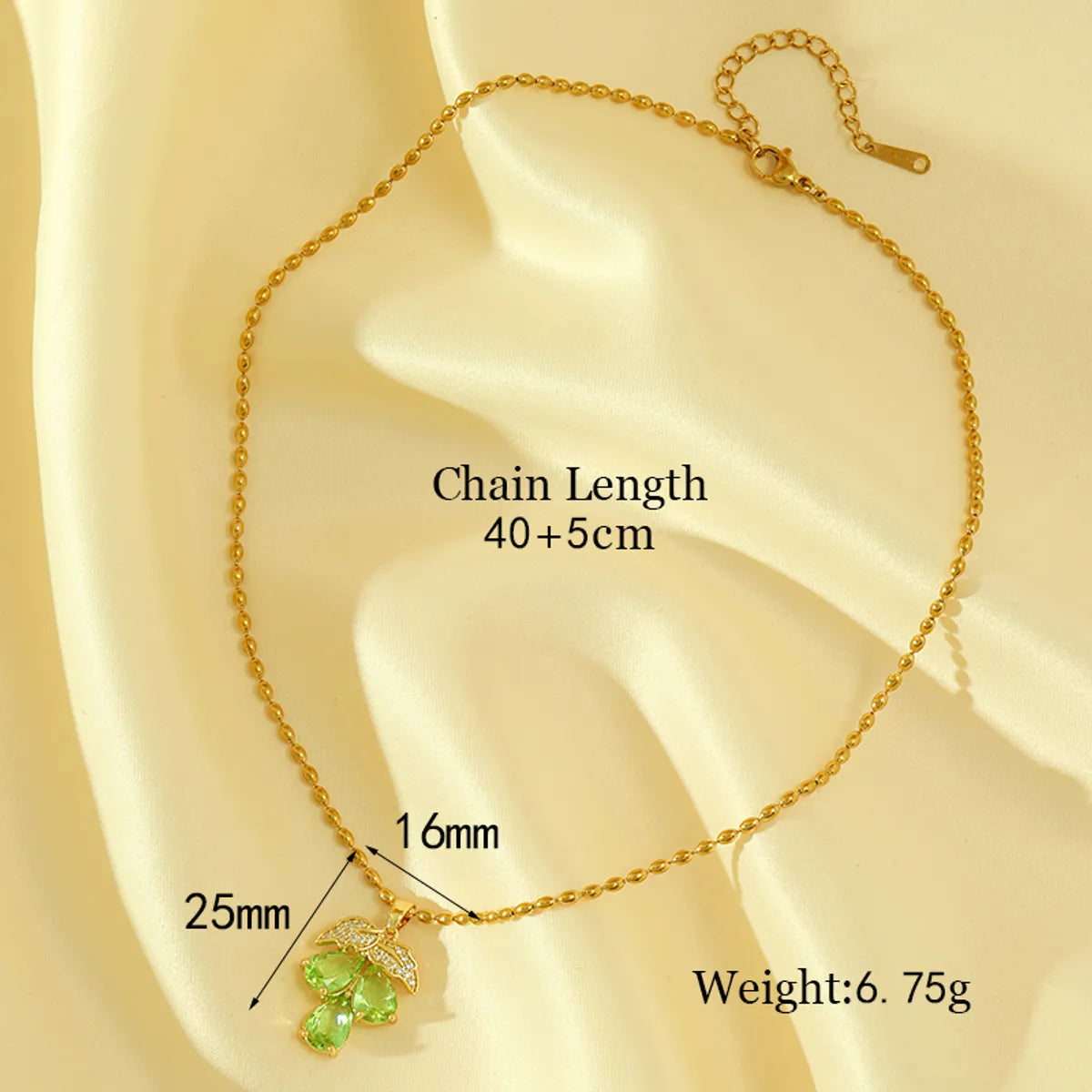 Stainless Steel Copper 18K Gold Plated Sweet Simple Style Grape Inlay Zircon Pendant Necklace