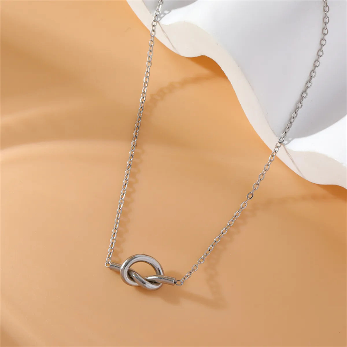 Stainless Steel Copper 18K Gold Plated Sweet Simple Style Heart Shape Knot Plating Inlay Zircon Necklace