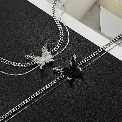 Stainless Steel Copper IG Style Simple Style Butterfly Resin Pendant Necklace