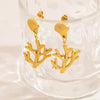 Stainless Steel Coral Women's Fashion Minimalist Electroplated Earrings