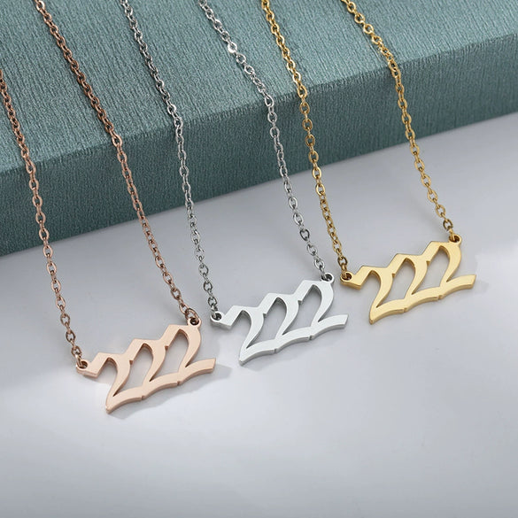 Stainless Steel Couple Necklace With Letters Numbers Text Electroplating Simple Style