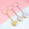 Stainless Steel Couple Round Geometric Gloss Commemorative Photo Keychain Pendant With Electroplating