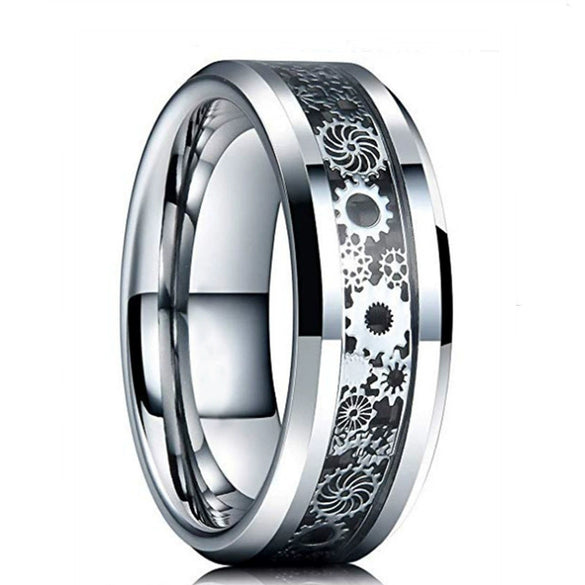 Stainless Steel Creative Gear Patch Ring Jewelry Internet Celebrity Style Geometric