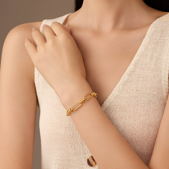 Stainless Steel Cross Buckle Bracelet Vacuum Plated 18K Gold Fashion Jewelry
