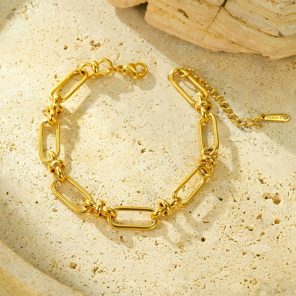 Stainless Steel Cross Buckle Bracelet Vacuum Plated 18K Gold Fashion Jewelry
