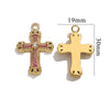 Stainless Steel Cross Crystal Embellishment Totem Pattern Handmade Oil Pressure Process Electroplating Necklace Bracelet Hanging Accessories